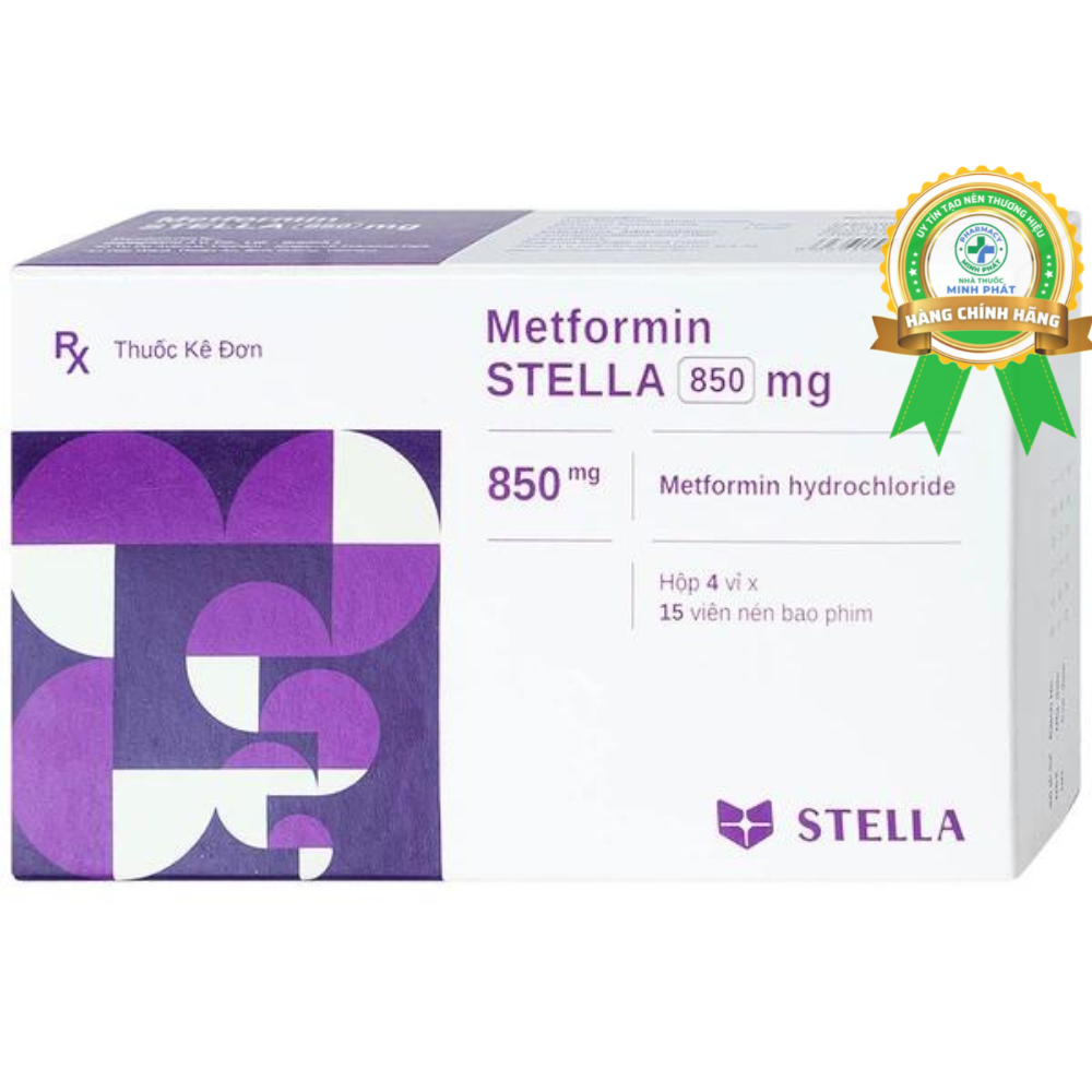 Thuốc Metformin Stella 850mg điều trị tiểu đường (4 vỉ x 15 viên)